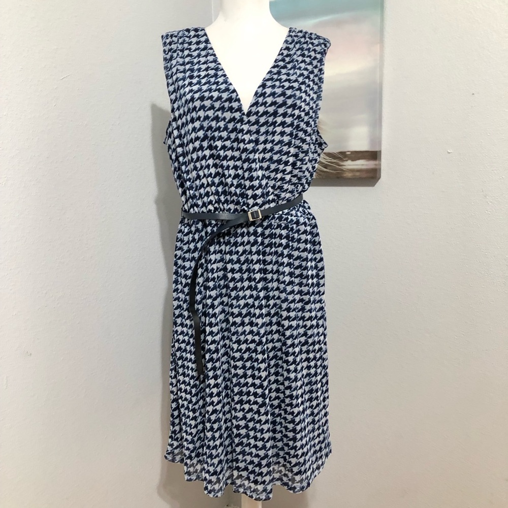 Lane Bryant Blue and White Sleeveless Midi Sundress